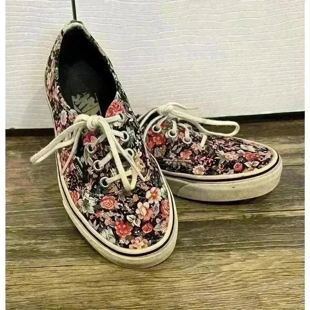 Vans Authentic Dark Floral Print Sneakers Womens Sz 5.5